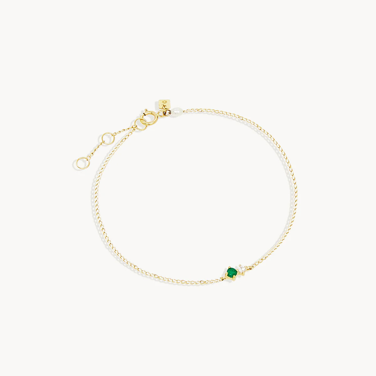 By Charlotte 14k Gold May Emerald Birthstone Bracelet