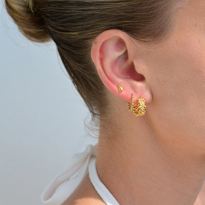 Linda Tahija Petal Stud Earrings, Gold or Silver
