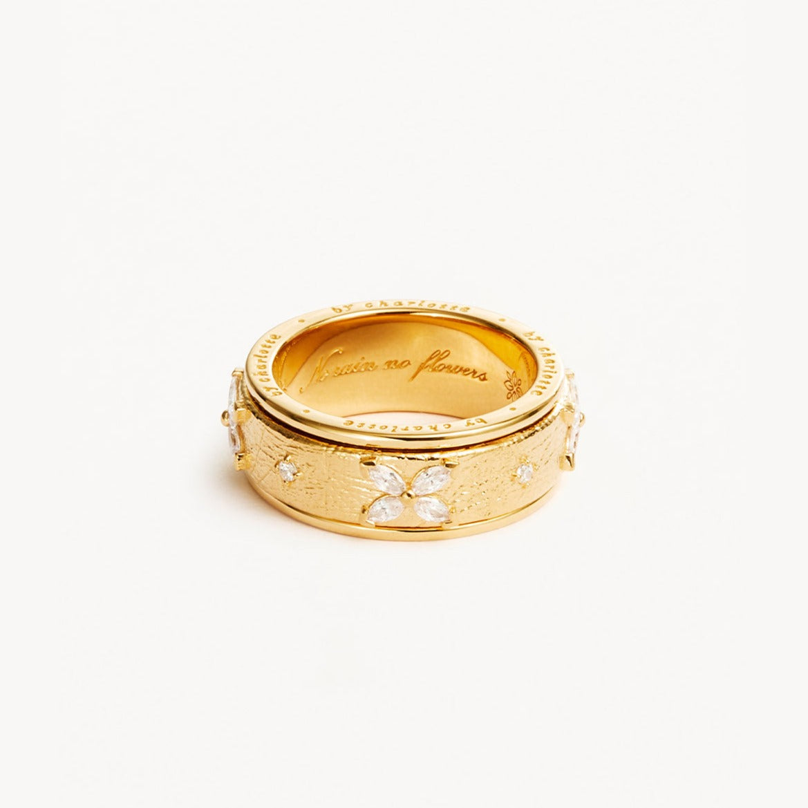By Charlotte No Rain No Flowers Spinning Meditation Ring, Gold