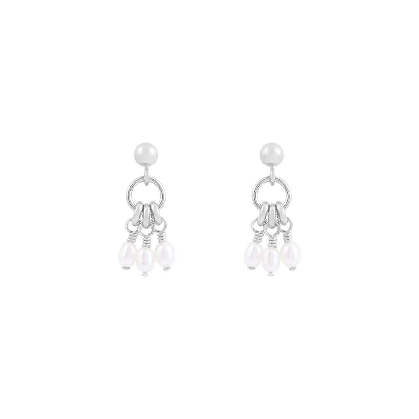 Alana Maria Mila Pearl Earrings, Silver