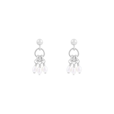 Alana Maria Mila Pearl Earrings, Silver