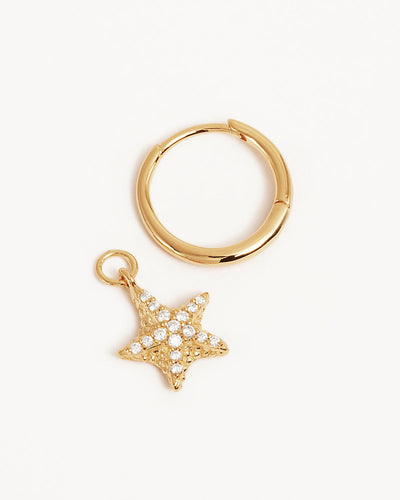 By Charlotte By the Sea Crystal Starfish Hoops, Gold