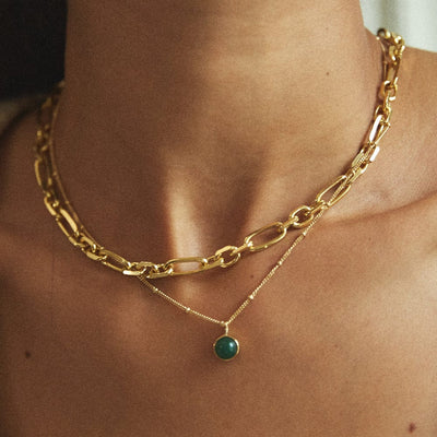 Daisy London Green Aventurine Healing Necklace, Gold