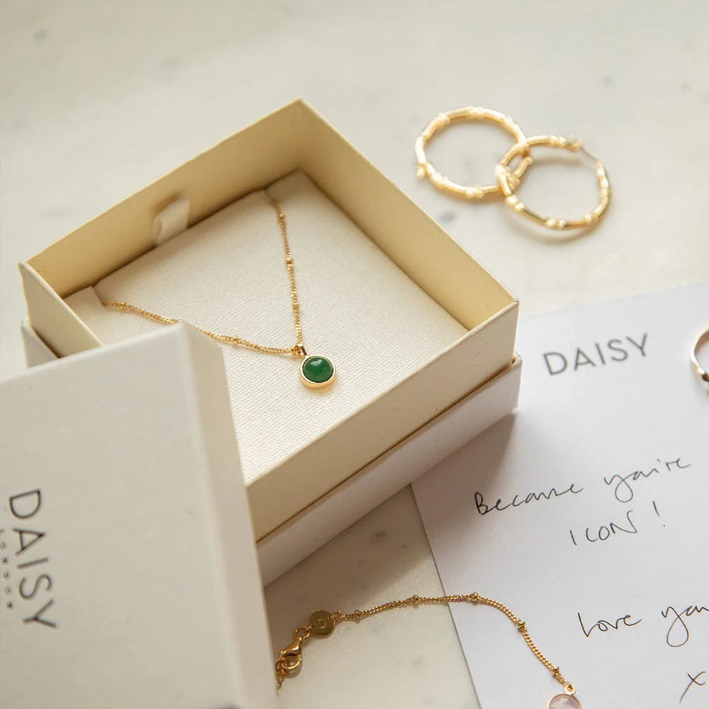Daisy London Green Aventurine Healing Necklace, Gold