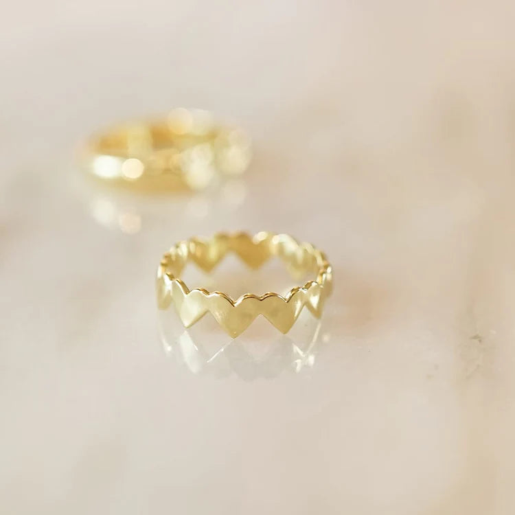 Daisy London Heart Crown Band Ring, Gold