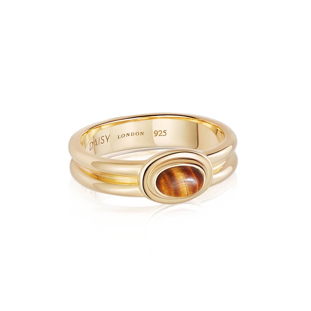 Daisy London Tigers Eye Ring, Gold