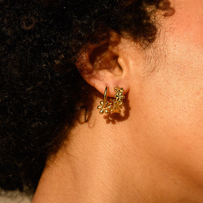 Linda Tahija Daisy Huggie Hoop Earrings, Gold or Silver