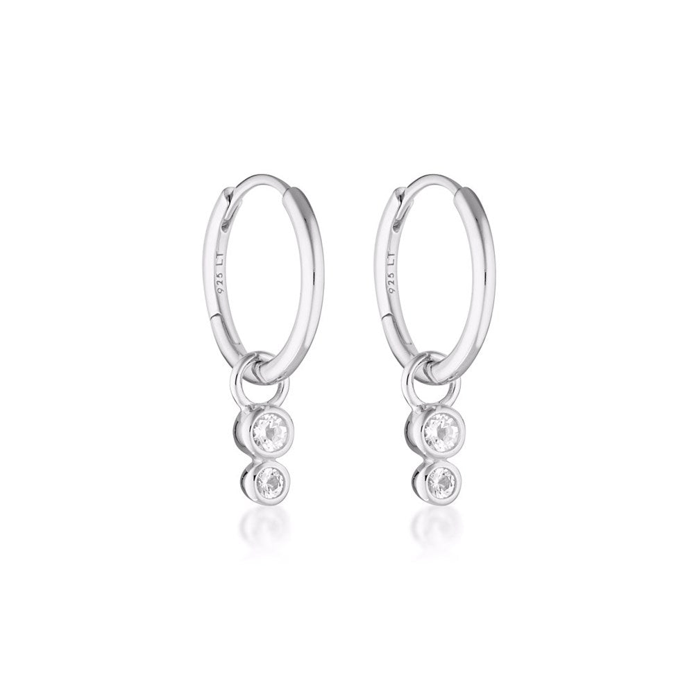 Linda Tahija Duo Huggie Hoop Earrings White Topaz, Silver