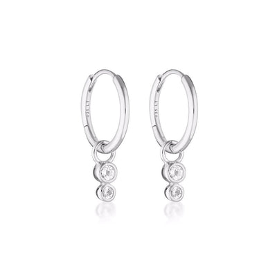 Linda Tahija Duo Huggie Hoop Earrings White Topaz, Silver