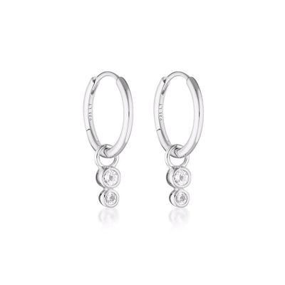 Linda Tahija Duo Huggie Hoop Earrings White Topaz, Silver