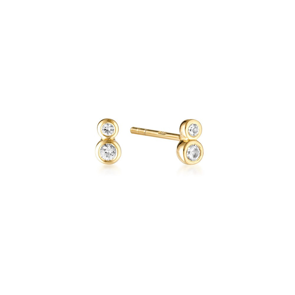 Linda Tahija Duo Stud Earrings White Topaz, Gold