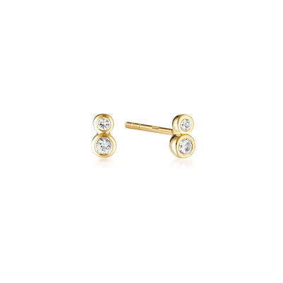 Linda Tahija Duo Stud Earrings White Topaz, Gold