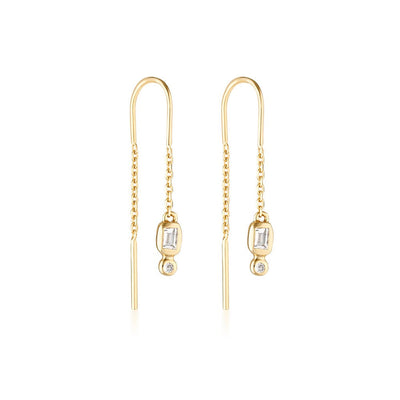 Linda Tahija Form Thread Earrings White Topaz, Gold