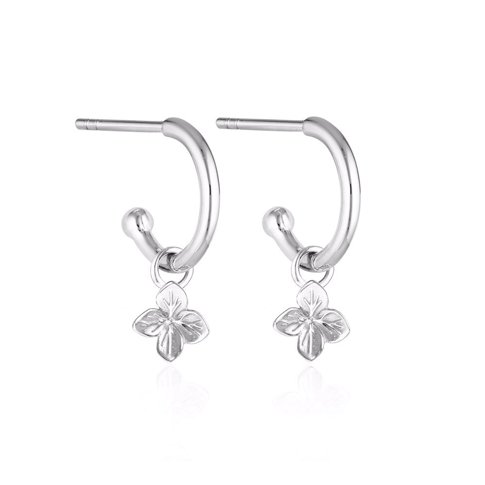 Linda Tahija Hydrangea Charm Hoop Earrings, Silver
