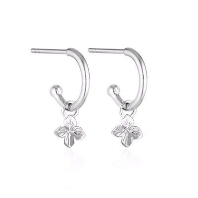 Linda Tahija Hydrangea Charm Hoop Earrings, Silver