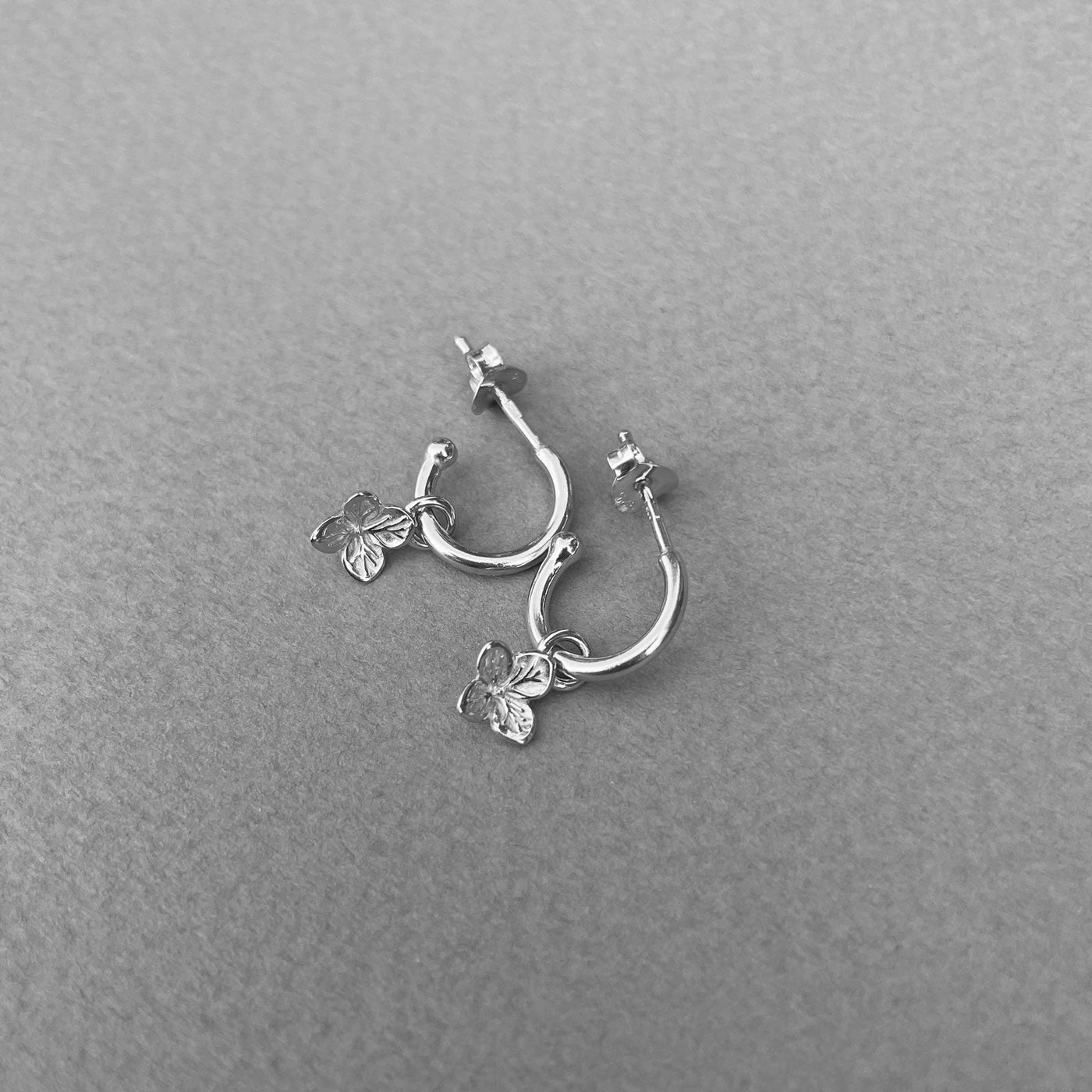 Linda Tahija Hydrangea Charm Hoop Earrings, Silver