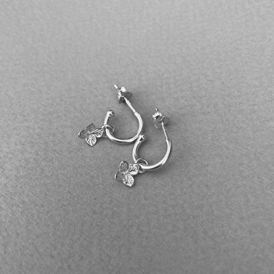 Linda Tahija Hydrangea Charm Hoop Earrings, Silver
