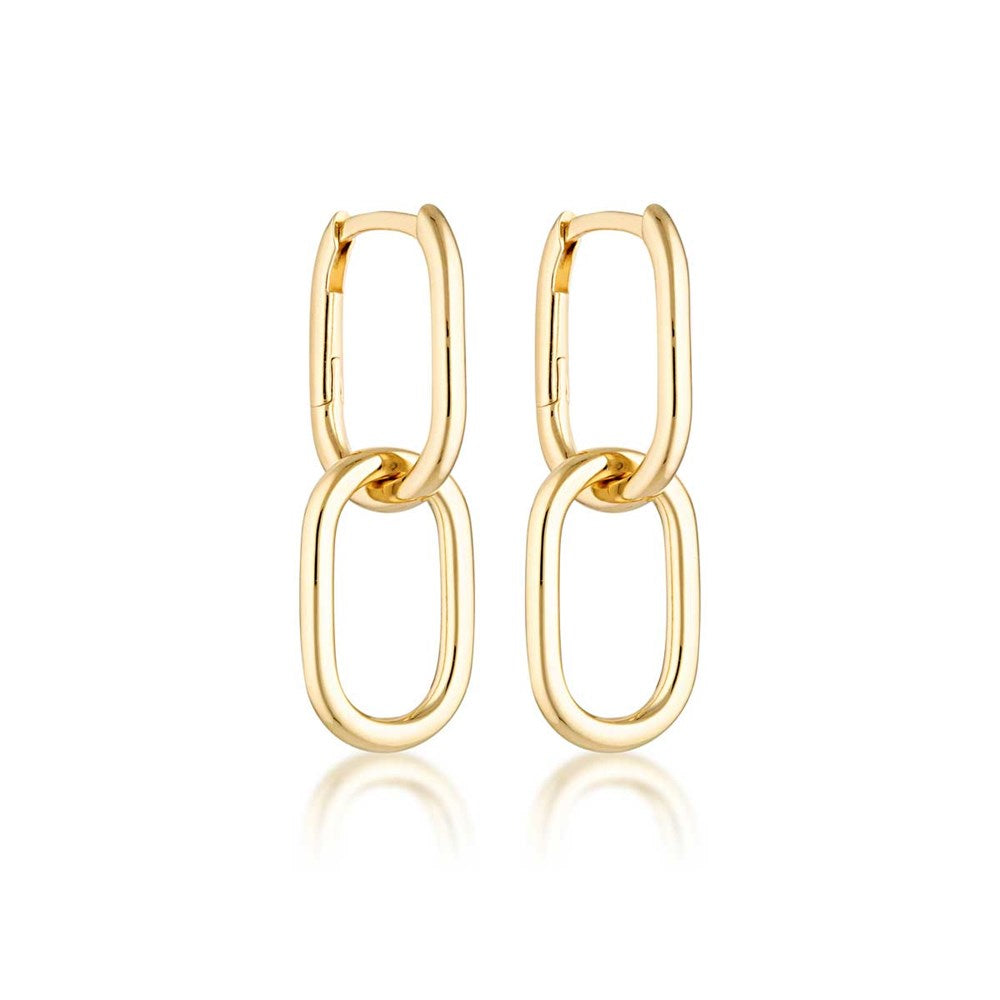 Linda Tahija Oval Linked Hoop Earrings, Gold or Silver