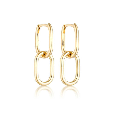 Linda Tahija Oval Linked Hoop Earrings, Gold or Silver