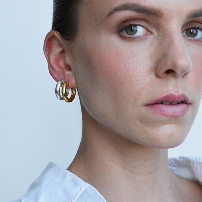 Linda Tahija Solar Max Hoop Earrings, Gold or Silver