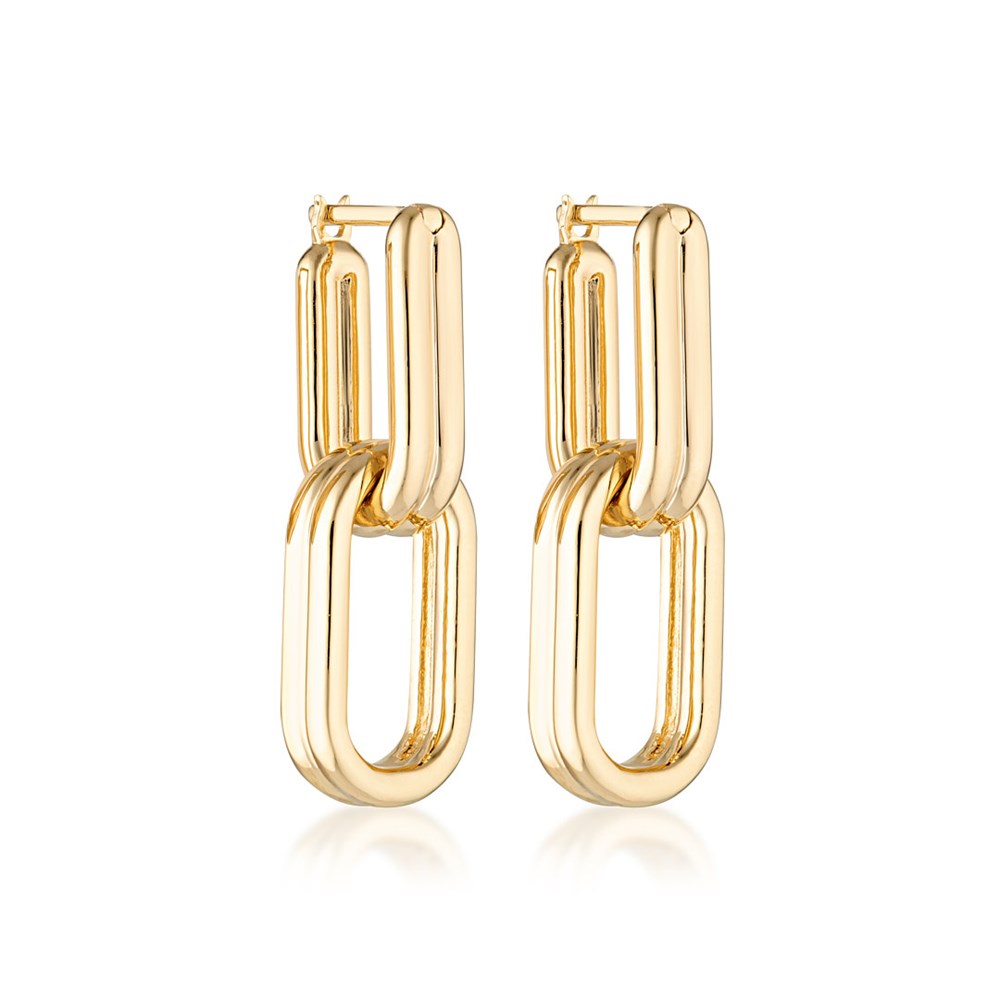 Linda Tahija Twofold Linked Hoop Earrings, Gold