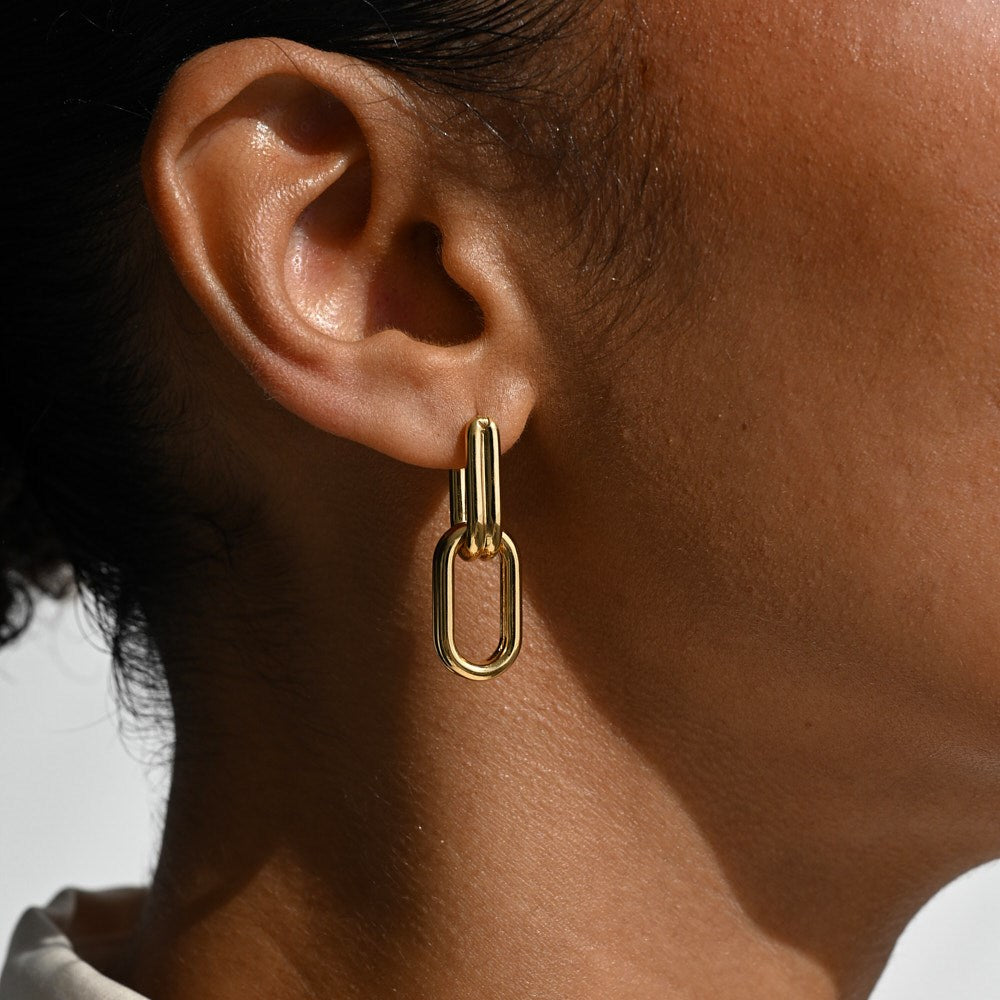 Linda Tahija Twofold Linked Hoop Earrings, Gold