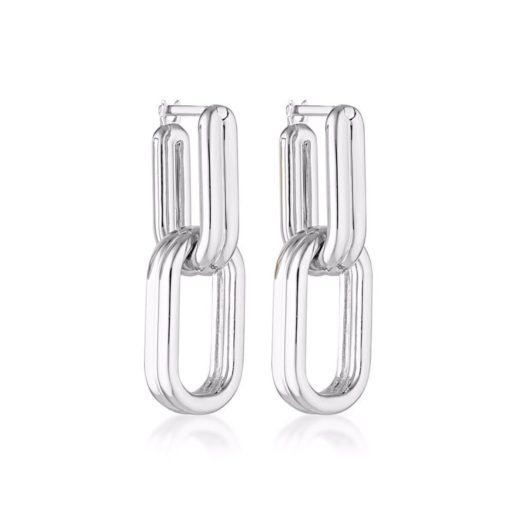Linda Tahija Twofold Linked Hoop Earrings, Silver