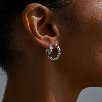 Linda Tahija Verge Hoop Earrings, Silver