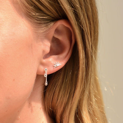 Linda Tahija White Topaz Meteor Chain Stud Earrings, Silver