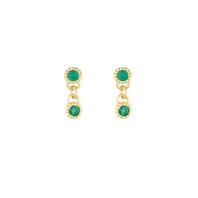 Linda Tahija Green Onyx Meteor Stud Earrings, Gold