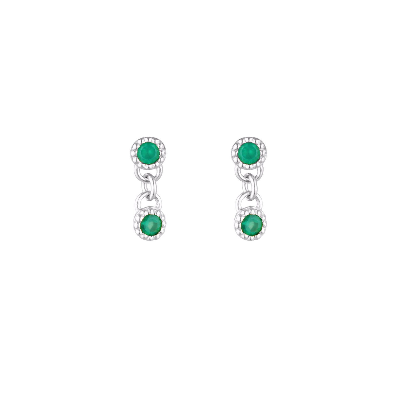 Linda Tahija Green Onyx Meteor Stud Earrings, Silver