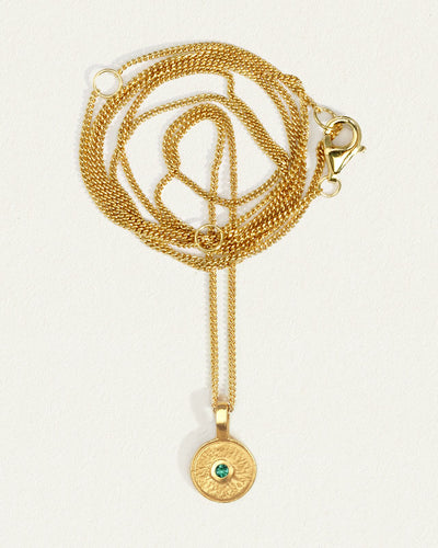 Temple of the Sun Mina Emerald Necklace, Gold