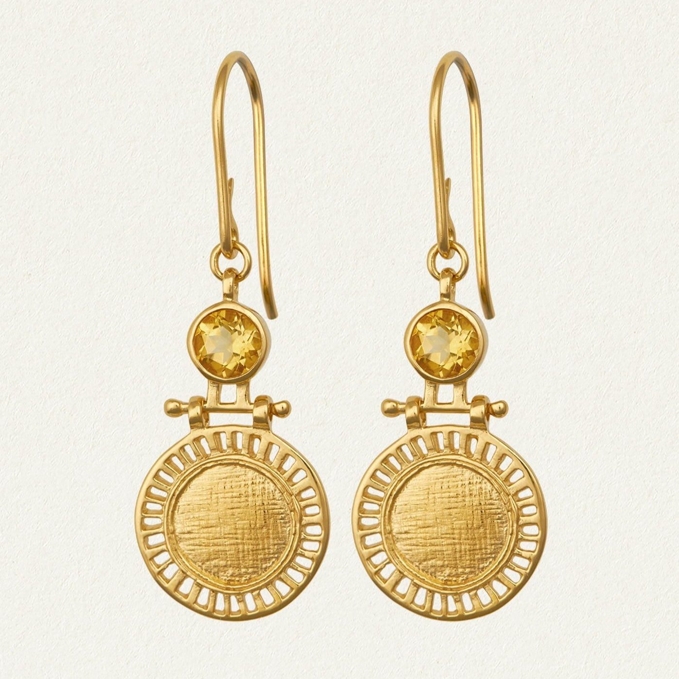 Temple of the Sun Solar Earrings, Gold