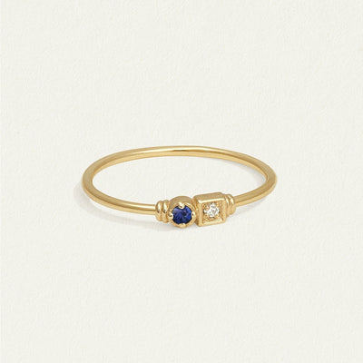 Temple of the Sun Solid Gold Lenci Ring, Diamond & Sapphire