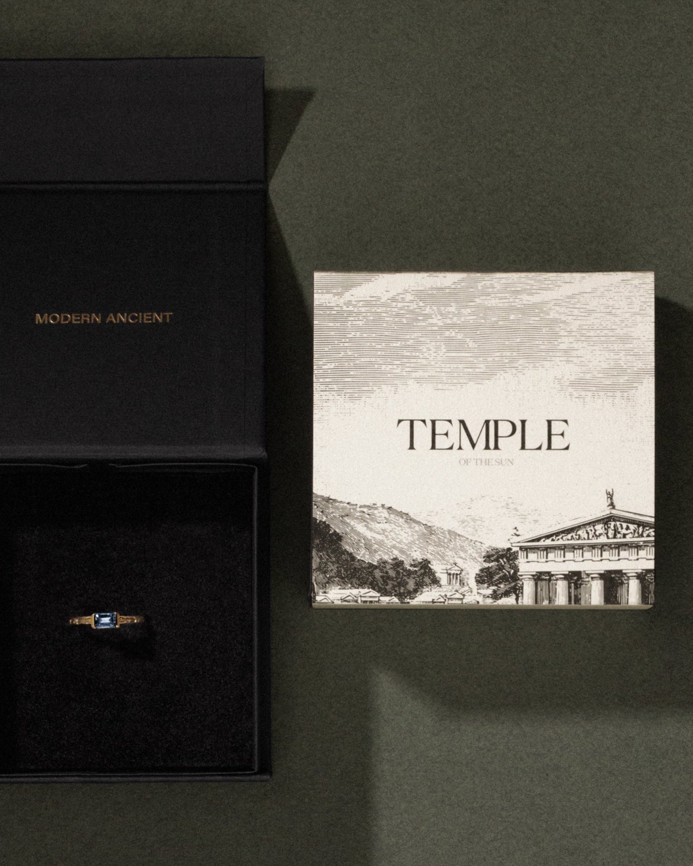 Temple of the Sun Solid Gold Lenci Ring, Diamond & Sapphire