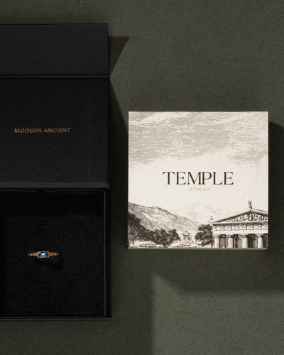 Temple of the Sun Solid Gold Lenci Ring, Diamond & Sapphire