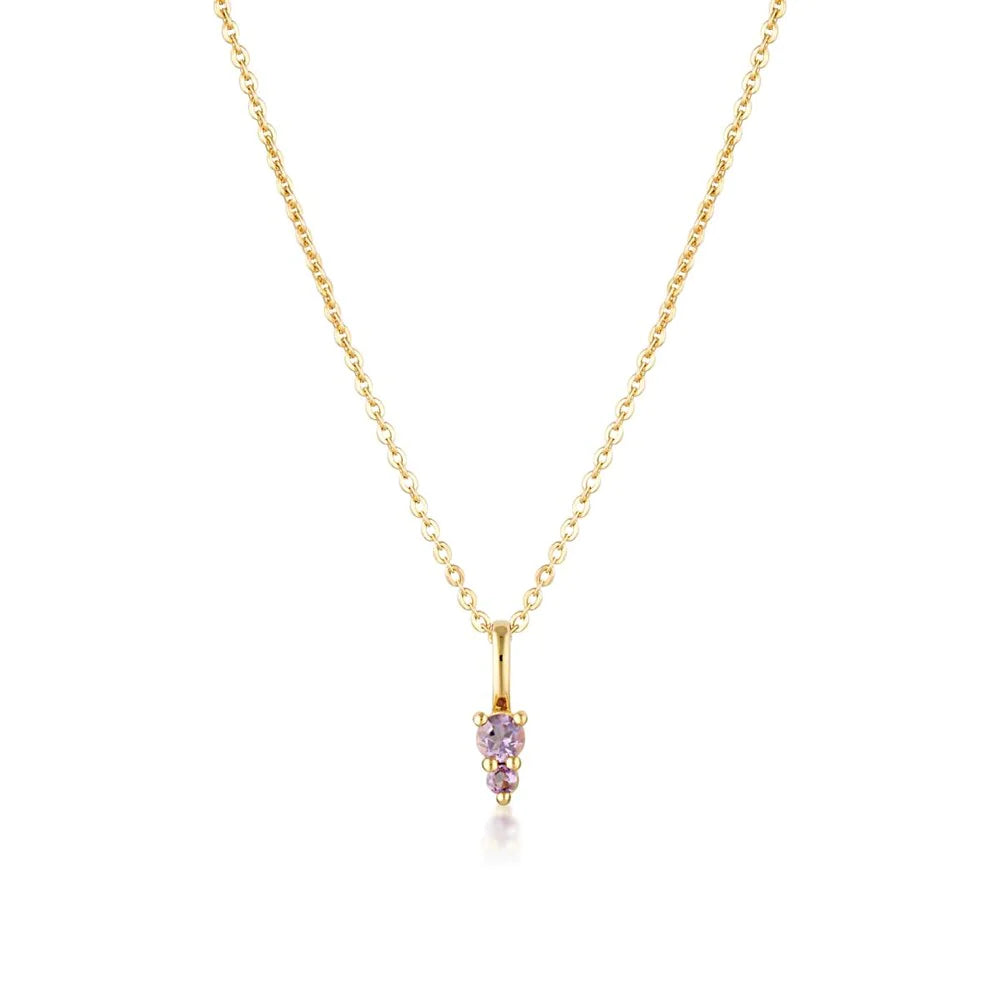 Linda Tahija Binary Gemstone Necklace, Amethyst, Gold or Silver