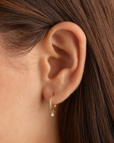 By Charlotte 14k Gold Sweet Droplet Diamond Single Hoop Earring