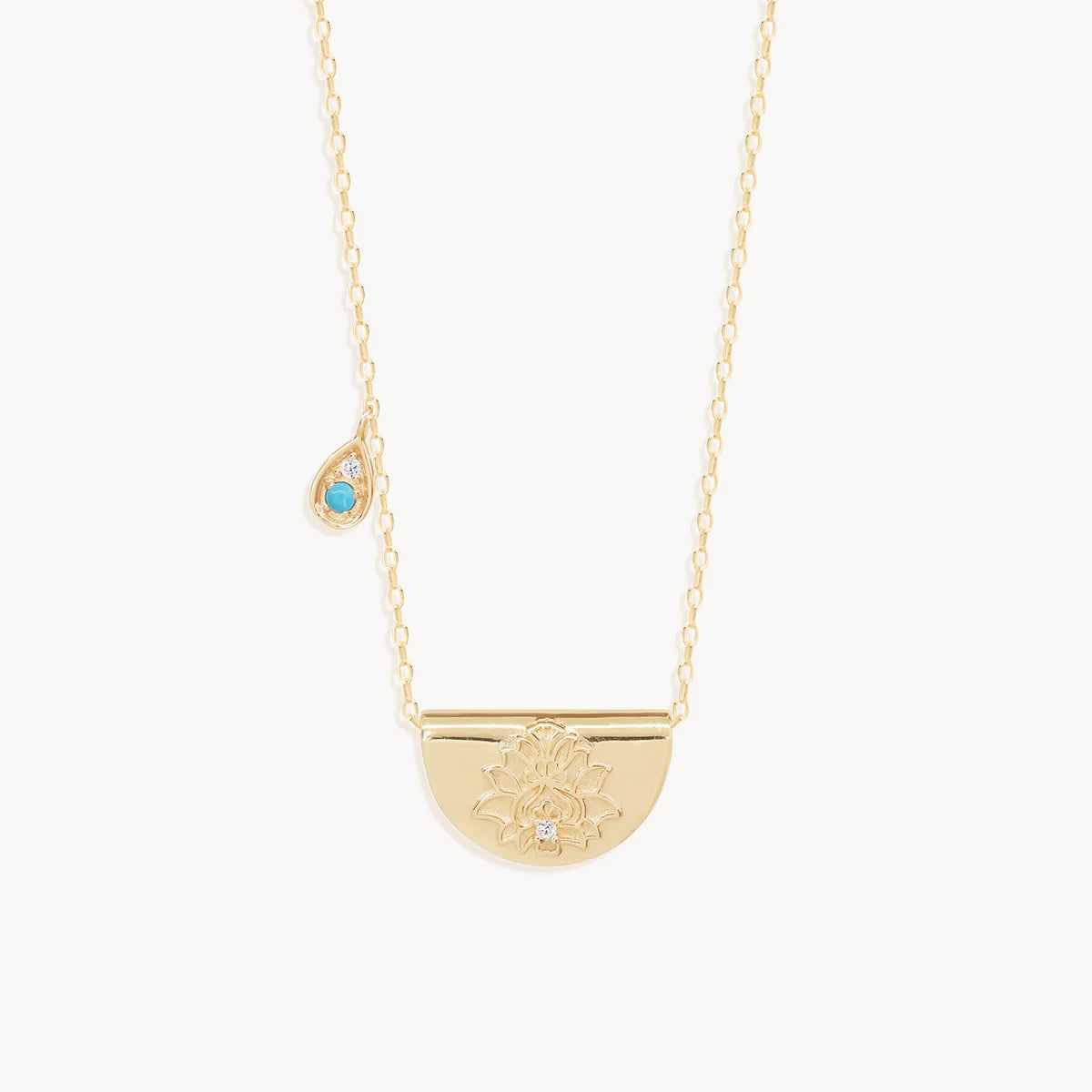 By Charlotte 14k Gold Lotus Birthstone Diamond Necklace