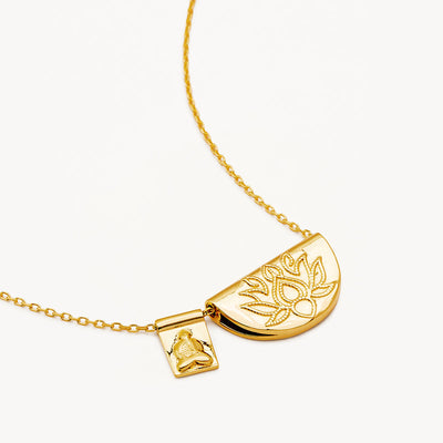 By charlotte Lotus and Little Buddha Necklace, Gold