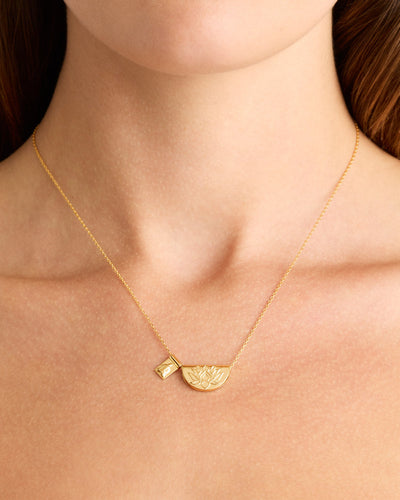 By charlotte Lotus and Little Buddha Necklace, Gold