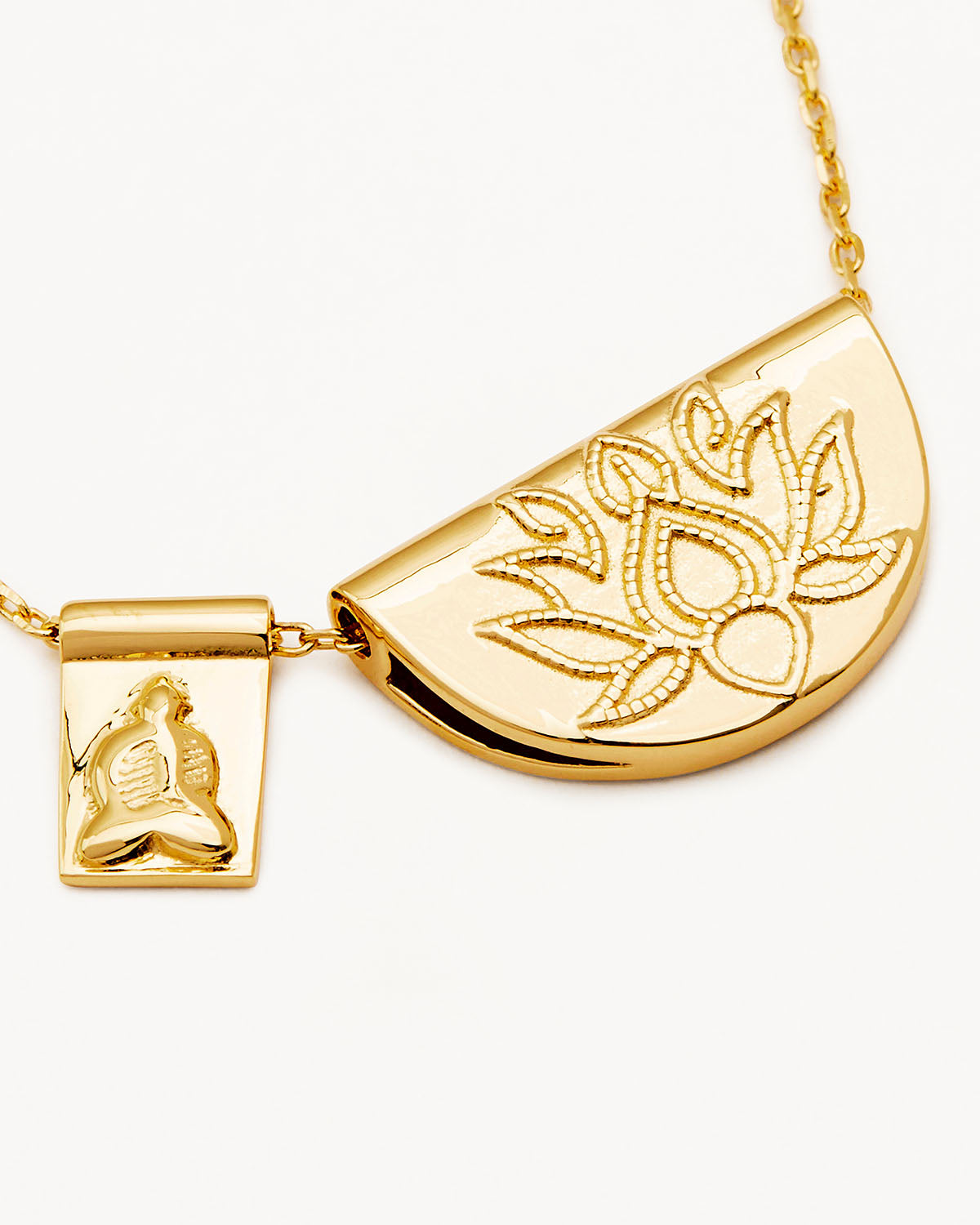 By charlotte Lotus and Little Buddha Necklace, Gold