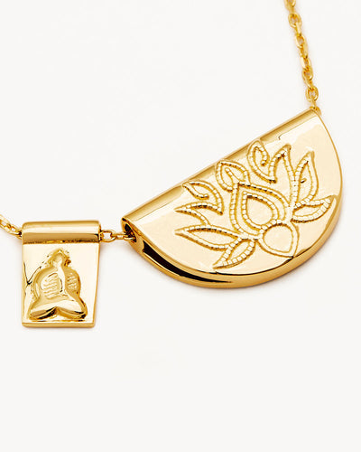 By charlotte Lotus and Little Buddha Necklace, Gold