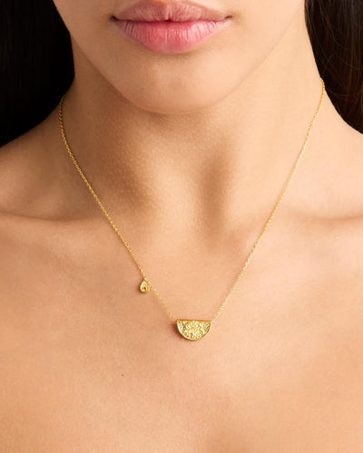 By Charlotte Lotus Birthstone Necklace (November - Citrine), Gold