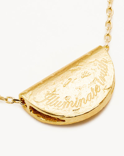 By Charlotte Lotus Birthstone Necklace (November - Citrine), Gold