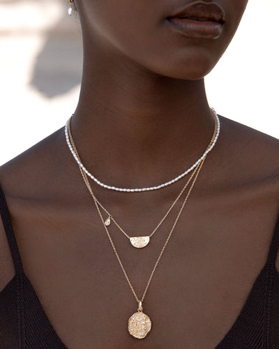 By Charlotte Lotus Birthstone Necklace (November - Citrine), Gold
