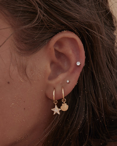 By Charlotte By the Shore Shell Hoops, Gold