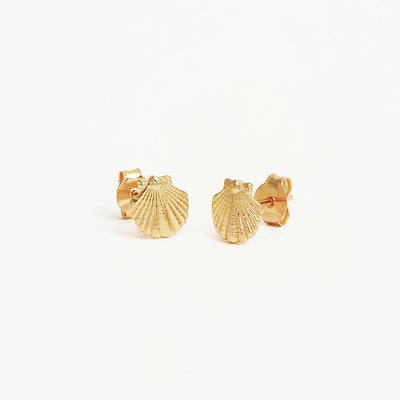 By Charlotte By the Shore Shell Stud Earrings, Gold