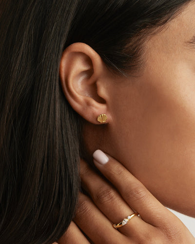 By Charlotte By the Shore Shell Stud Earrings, Gold
