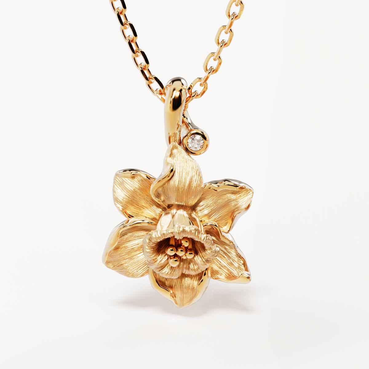 By Charlotte Birth Flower Necklace Daffodil - March, Gold